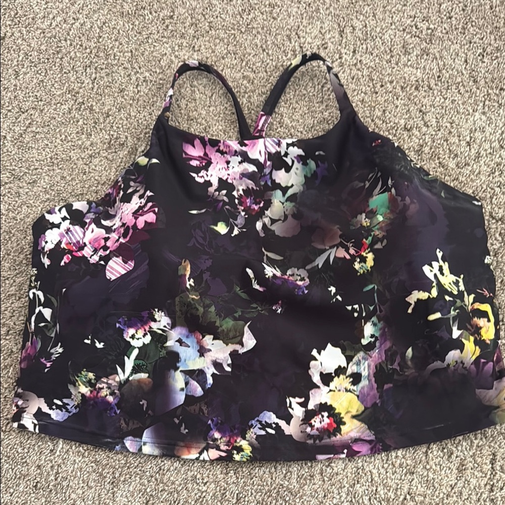 Old Navy Black and Pink Fitted Crop Camisole